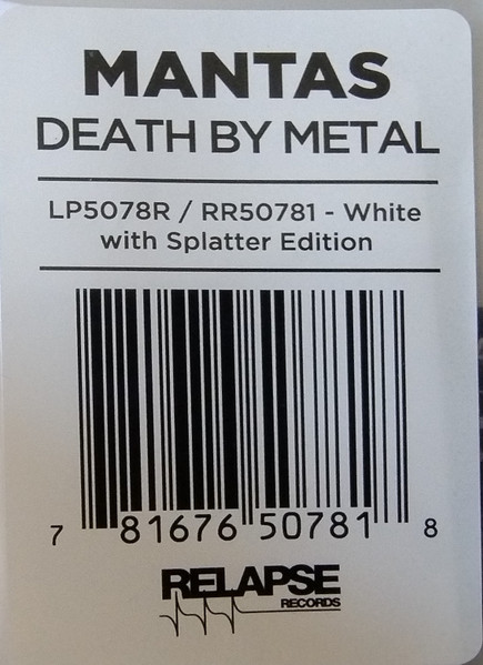 DEATH - MANTAS Death By Metal White with Black Splatter LP (NEW-