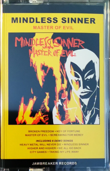 MINDLESS SINNER Master of evil TAPE MC (SEALED) BLACK